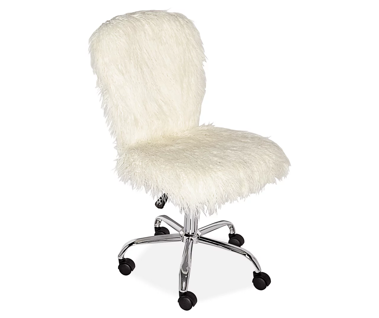 Taylor White Faux Fur Armless Office Chair 1 Taylor White Faux Fur Armless Office Chair
