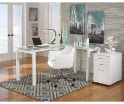 Baraga White L-Shaped Corner Desk -Biglots Sales 810389269 1