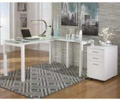 Baraga White L-Shaped Corner Desk -Biglots Sales 810389269 3
