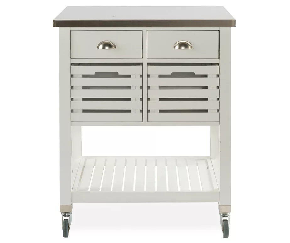 Laurie White Steel Top Kitchen Cart With Drawers 3 Laurie White Steel Top Kitchen Cart With Drawers - Image 3