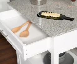 White Double Door Kitchen Cart With Granite Top -Biglots Sales 810389516 3