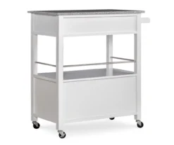White Double Door Kitchen Cart With Granite Top -Biglots Sales 810389516 4