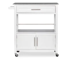 White Double Door Kitchen Cart With Granite Top -Biglots Sales 810389516 5