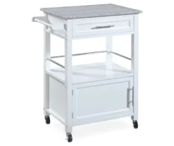 White Granite Top Kitchen Cart With Storage