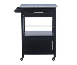 Ree Black Granite Top Kitchen Cart With Storage -Biglots Sales 810389519 A0 2