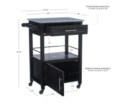 Ree Black Granite Top Kitchen Cart With Storage -Biglots Sales 810389519 D8 10