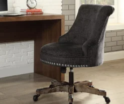 Charcoal Gray Button Tufted Office Chair With Wood Base -Biglots Sales 810389620 2