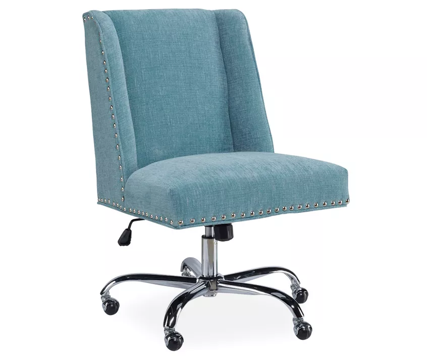 Aqua Square Back Office Chair With Nailhead Trim 1 Aqua Square Back Office Chair With Nailhead Trim