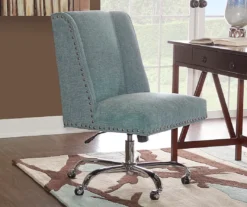 Aqua Square Back Office Chair With Nailhead Trim 7 Aqua Square Back Office Chair With Nailhead Trim -Biglots Sales 810389622 4