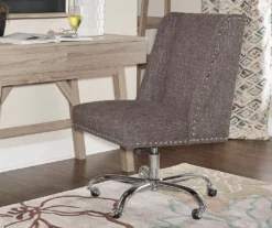 Charcoal Gray Square Back Office Chair With Nailhead Trim -Biglots Sales 810389623 1
