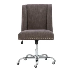 Charcoal Gray Square Back Office Chair With Nailhead Trim