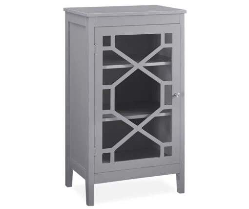 Ava Gray Geometric Single Door Cabinet -Biglots Sales 810389657 1