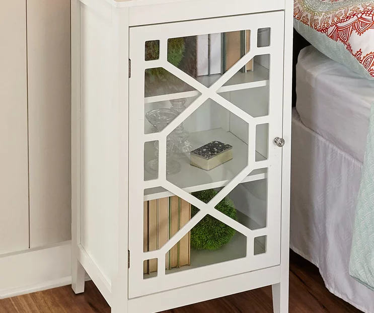Ava White Geometric Single Door Cabinet 2 Ava White Geometric Single Door Cabinet - Image 2