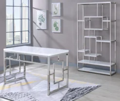 Alize Chrome Geometric Desk -Biglots Sales 810422877 810422878 1