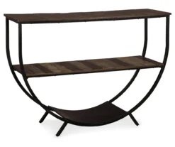 Lamoney Gray, White & Brown Slat Console Table