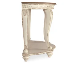 Realyn White & Brown Two-Tone Half-Circle Console Table -Biglots Sales 810458287 3