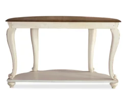 Realyn White & Brown Two-Tone Half-Circle Console Table -Biglots Sales 810458287 4