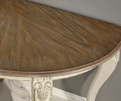 Realyn White & Brown Two-Tone Half-Circle Console Table -Biglots Sales 810458287 6