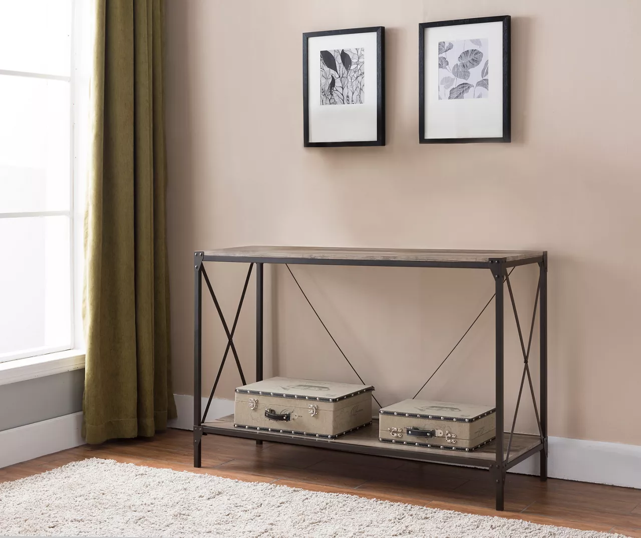 Brown & Black Metal Console Table 2 Brown & Black Metal Console Table - Image 2
