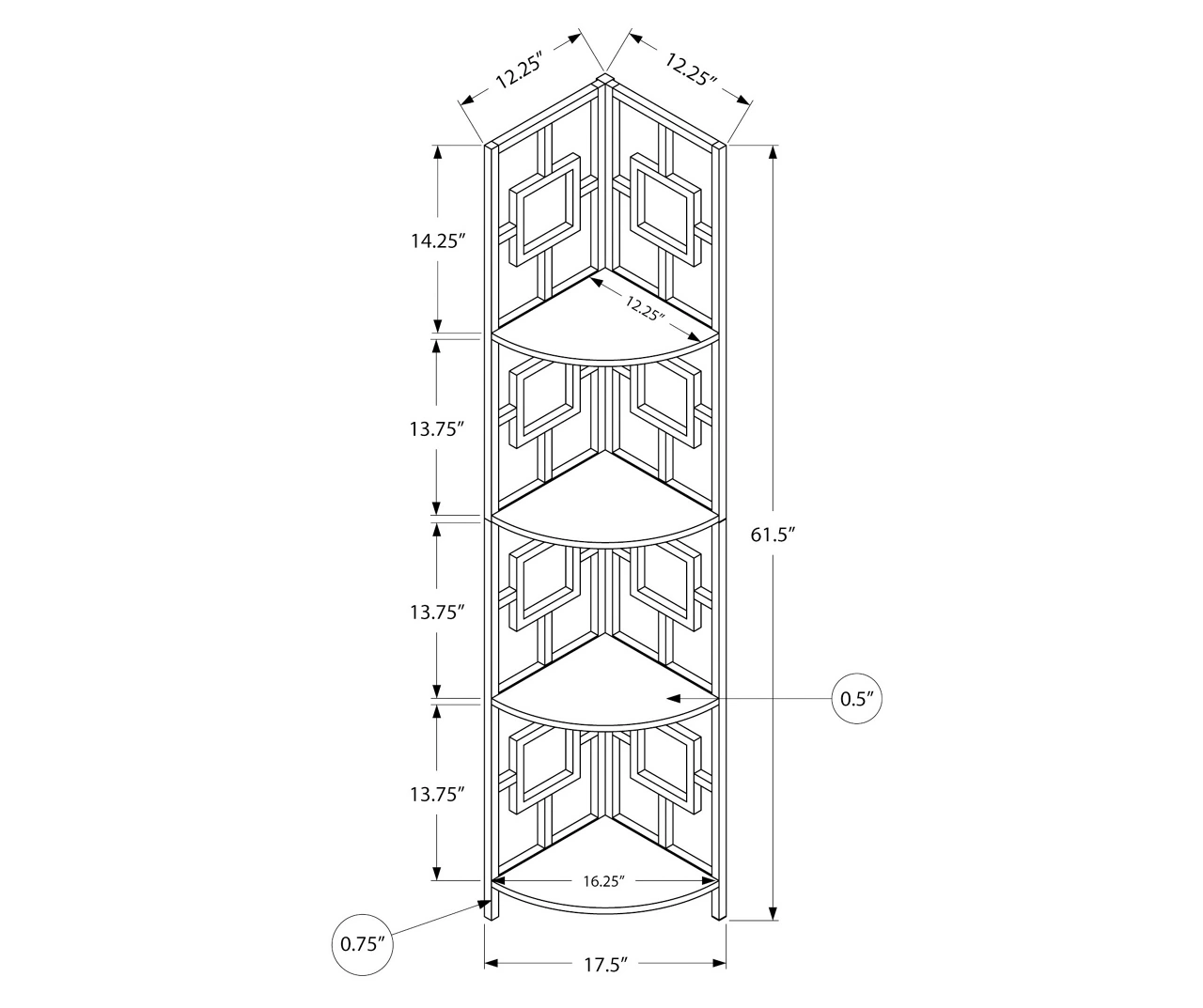 Espresso Square 4-Shelf Corner Bookcase 3 Espresso Square 4-Shelf Corner Bookcase - Image 3