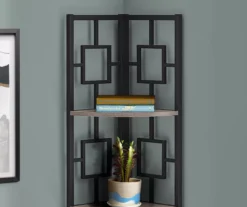 Dark Taupe Square 4-Shelf Corner Bookcase -Biglots Sales 810512904 4