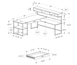 Dark Taupe & Black L-Shaped Corner Desk -Biglots Sales 810512936 3