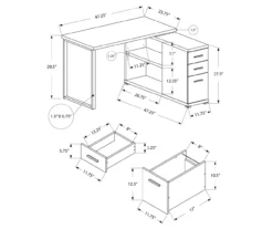 Gray Reversible L-Shaped Corner Desk -Biglots Sales 810512938 3