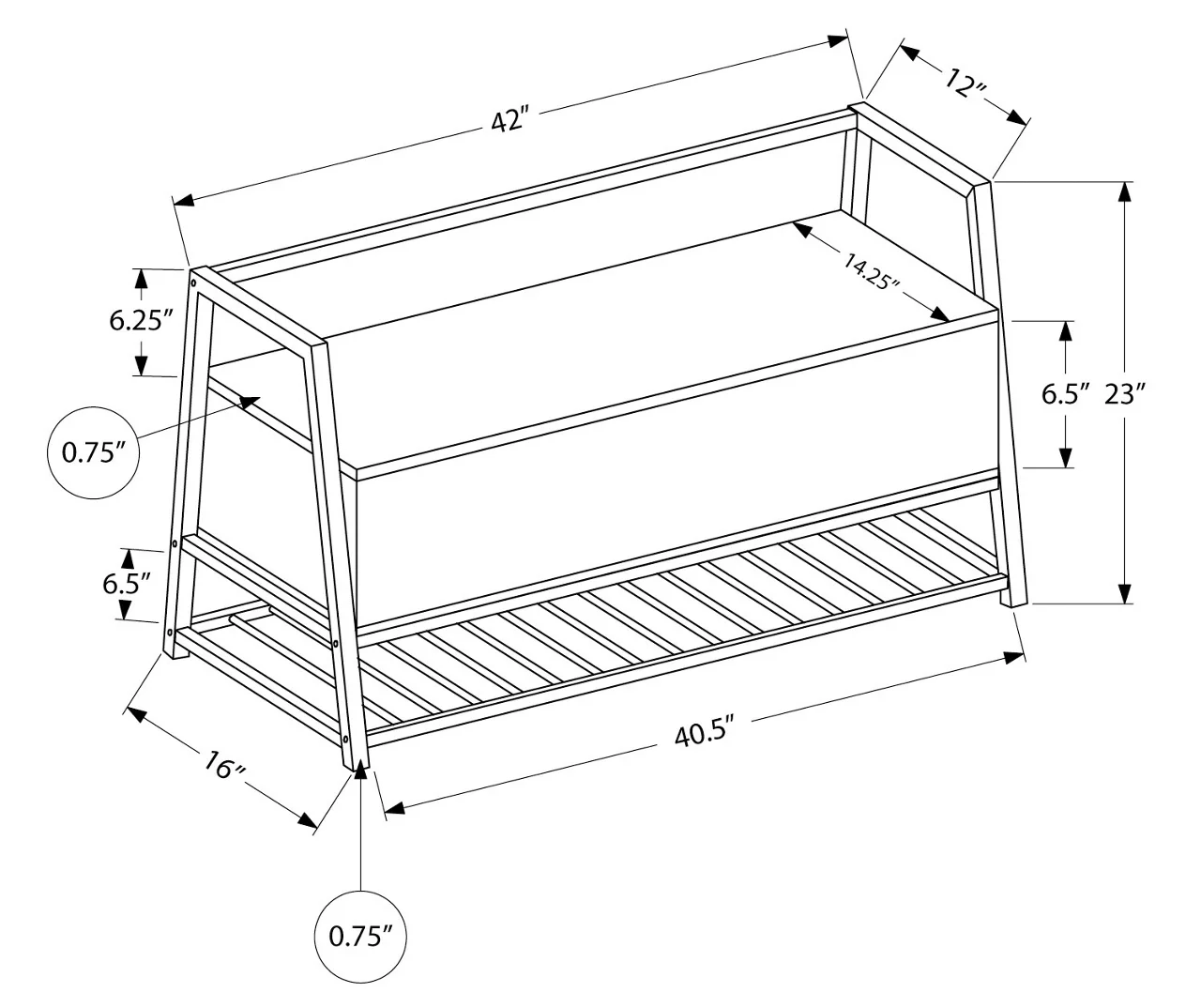 Gray Storage Bench 3 Gray Storage Bench - Image 3