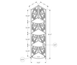 Monarch Geometric 4-Shelf Corner Bookcase -Biglots Sales 810512945 3