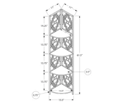 Monarch Geometric 4-Shelf Corner Bookcase -Biglots Sales 810512946 3