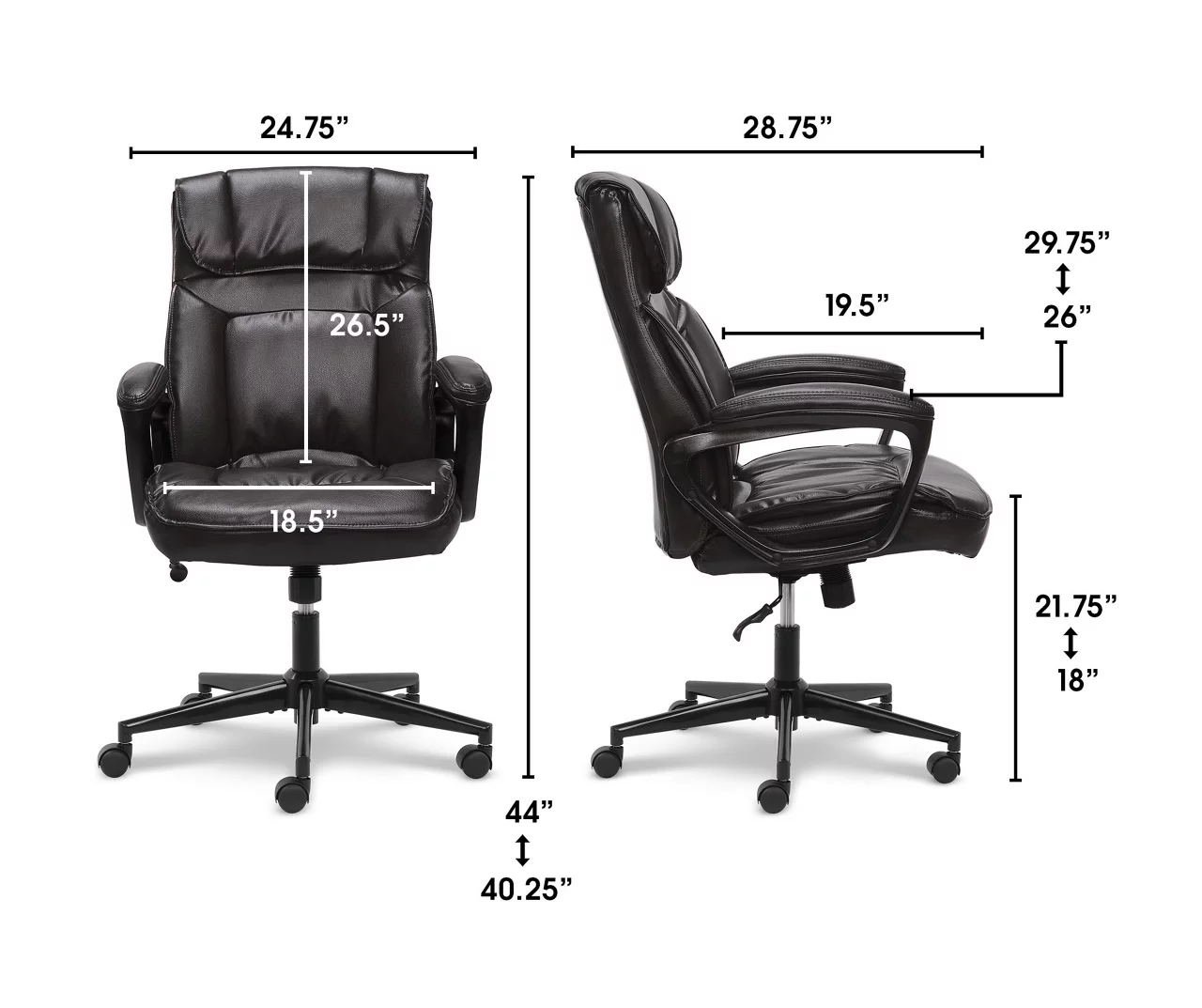 Hannah Black Bonded Leather Office Chair 20 Hannah Black Bonded Leather Office Chair - Image 20