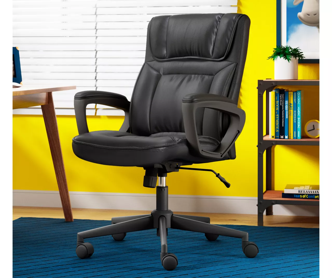 Hannah Black Bonded Leather Office Chair 3 Hannah Black Bonded Leather Office Chair - Image 3