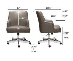 Leighton Gray Memory Foam Bonded Leather Office Chair -Biglots Sales 810513560 3