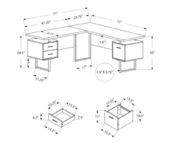 Black & Silver 3-Drawer L-Shaped Corner Desk -Biglots Sales 810527323 5