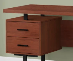 60" Cherry Woodgrain & Black Floating Desk -Biglots Sales 810527325 3