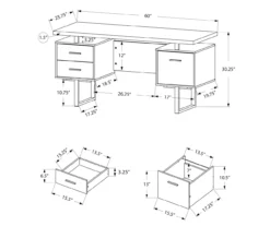 60" Concrete Gray & Black Floating Desk -Biglots Sales 810527329 5