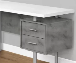 Faux Concrete & White 3-Drawer L-Shaped Corner Desk -Biglots Sales 810527349 3