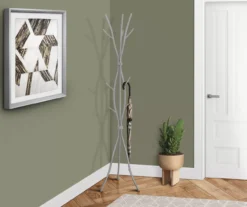 Silver Hammered Branch Metal Coat Rack