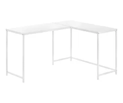 White Metal L-Shaped Corner Desk