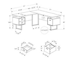 White & Black 3-Drawer L-Shaped Corner Desk -Biglots Sales 810527374 5