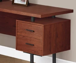 Cherry Wood Look 3-Drawer L-Shaped Corner Computer Desk -Biglots Sales 810535779 4