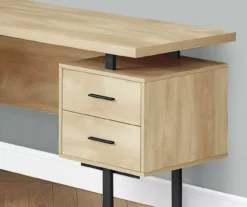 Natural Wood Look 3-Drawer L-Shaped Corner Comptuer Desk -Biglots Sales 810535780 4