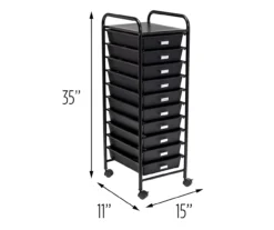 Black Metal 10-Drawer Rolling Storage Cart -Biglots Sales 810539916 5