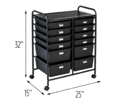 Black Metal 12-Drawer Rolling Storage Cart -Biglots Sales 810539917 5
