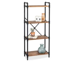 Black Industrial 4-Tier Bookshelf