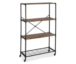 Rustic Black 4-Tier Industrial Rolling Bookshelf -Biglots Sales 810539937 4