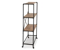 Rustic Black 4-Tier Industrial Rolling Bookshelf -Biglots Sales 810539937 5