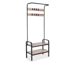 Black Steel 8-Hook Entry Rack & Bench -Biglots Sales 810539938 3