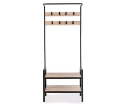 Black Steel 8-Hook Entry Rack & Bench -Biglots Sales 810539938 4
