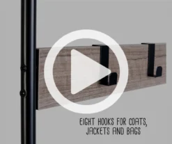 Black Steel 8-Hook Entry Rack & Bench -Biglots Sales 810539938 51